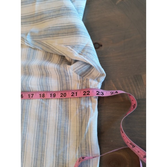 Concepts Linen Blend Button Down Shirt Men's size L Blue White Stipe Long Sleeve - Picture 8 of 15